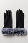 Fur Trim Gloves Black