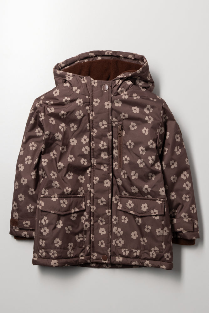 Animal Parka Jacket Brown