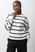 Stripe Crew Neck Tracktop Black And White