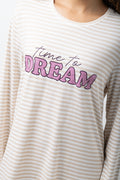 Dream Stripe Long Sleeve Sleepshirt Natural (3)