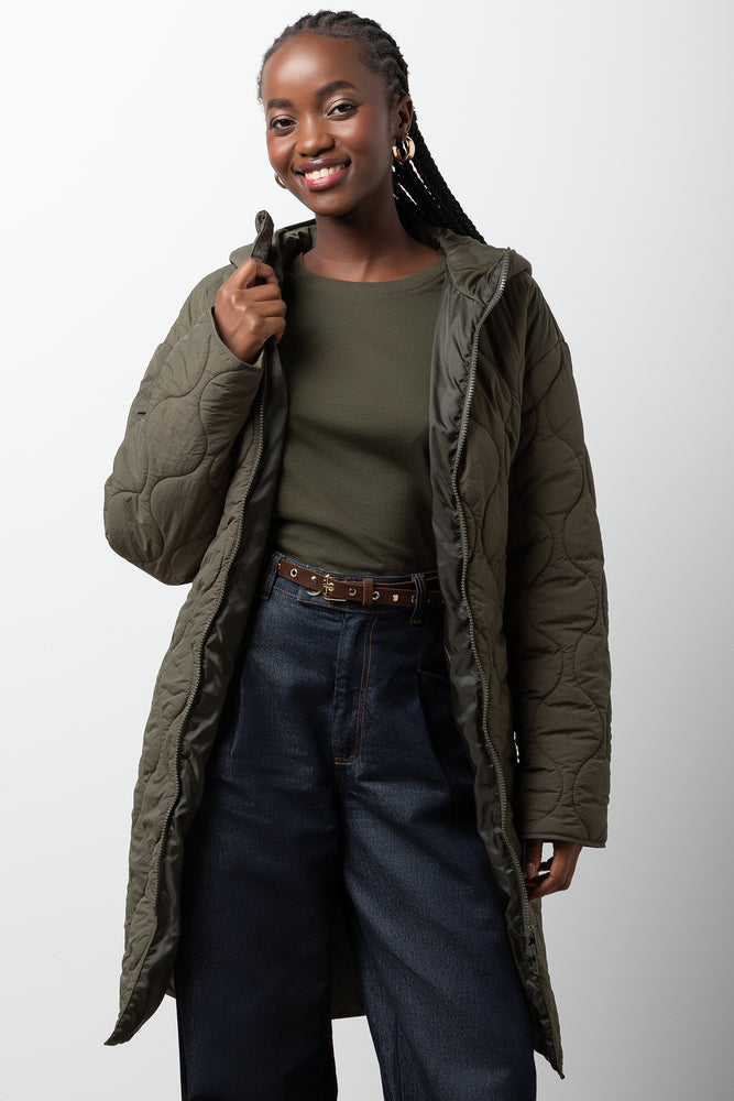 Quilted Puffer Jacket Green