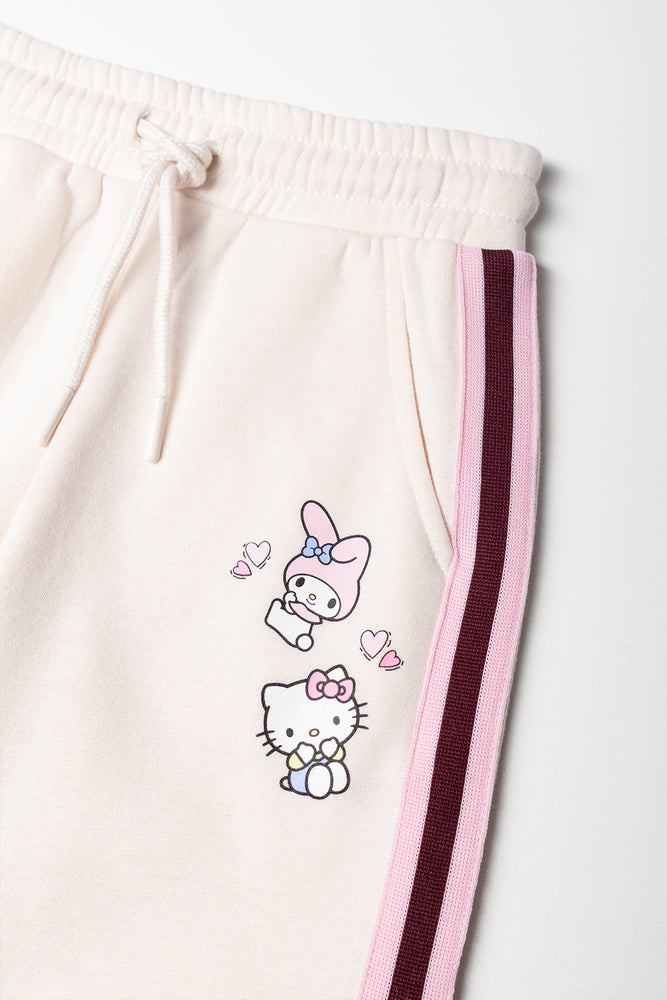 Hello Kitty Wide Leg Trackpants Natural (1)