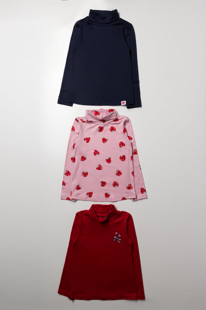 3 Pack Strawberry Polonecks Red And Navy
