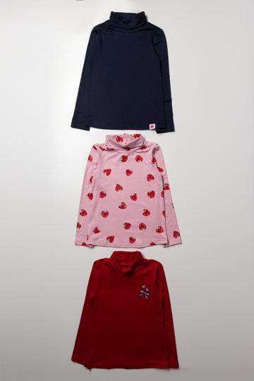 3 Pack Strawberry Polonecks Red And Navy