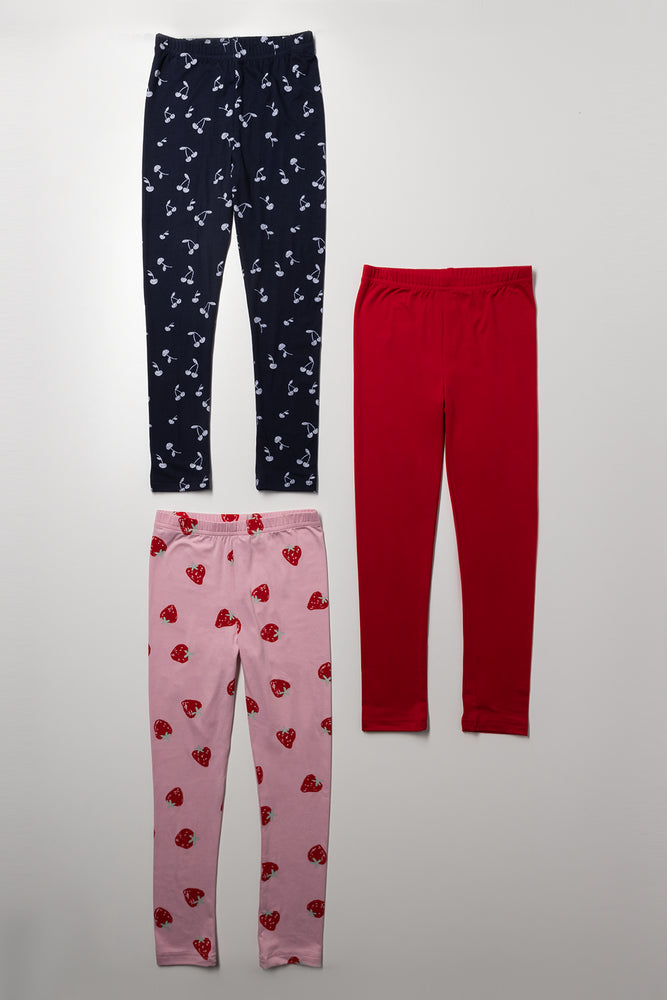 3 Pack Leggings Strawberry Print