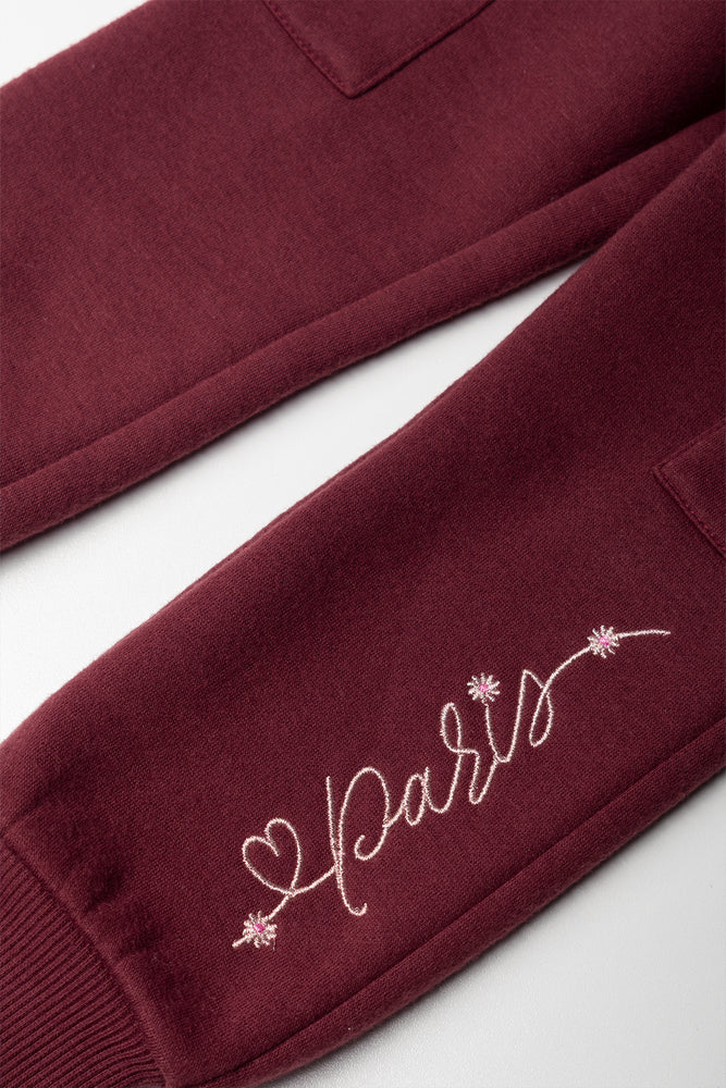 Paris Jogger Trackpants Burgundy (1)