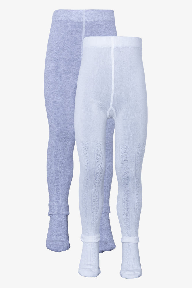 2 Pack Tights White & Grey
