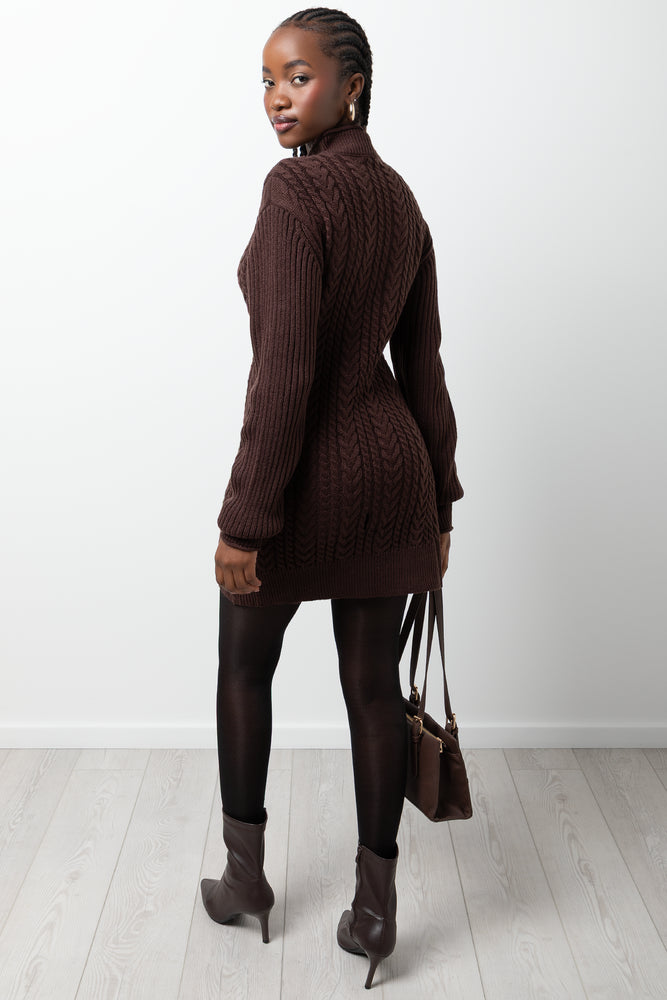 Cable Bodycon Dress Brown (2)