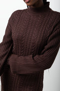 Cable Bodycon Dress Brown (3)