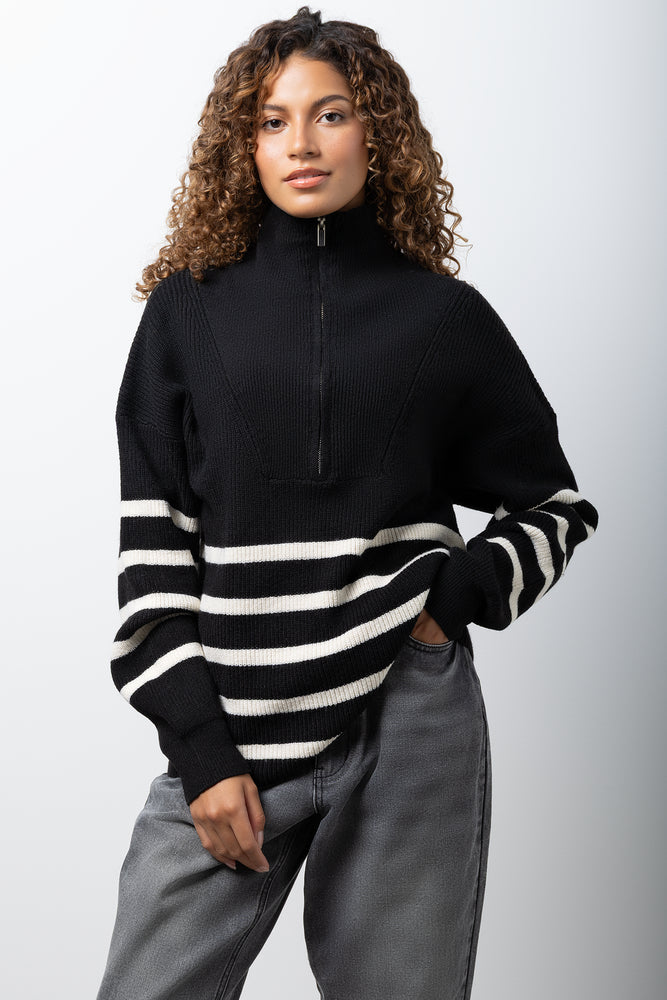 ピ* \"OPPOSITE STRIPE PULLOVER SHIRT Opposite Stripe Pullover Shirt - Black - MASU– MASU Official