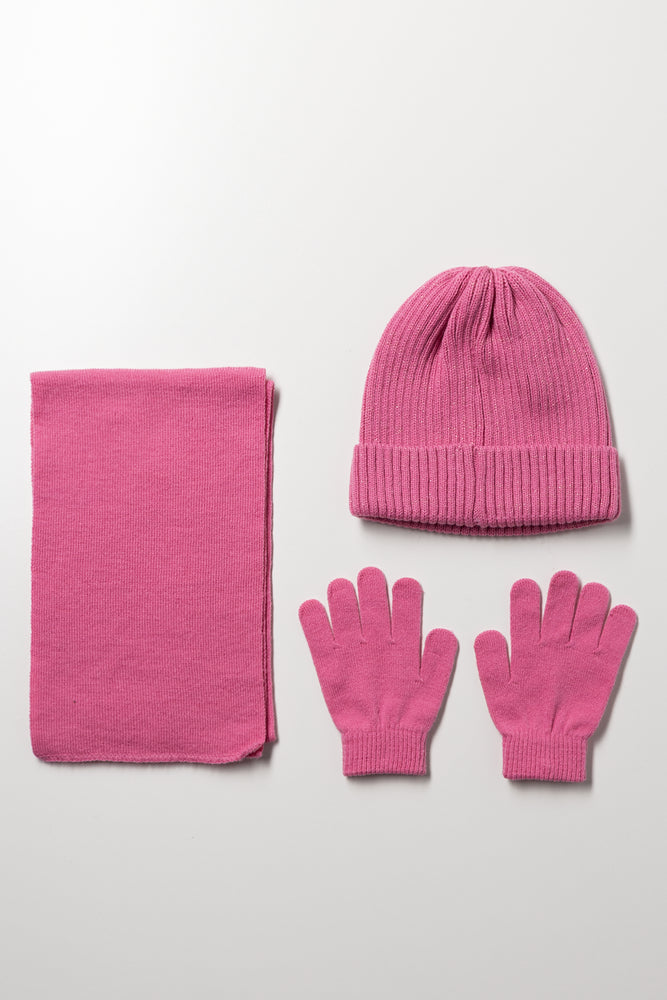 3 Piece Hat Set Pink