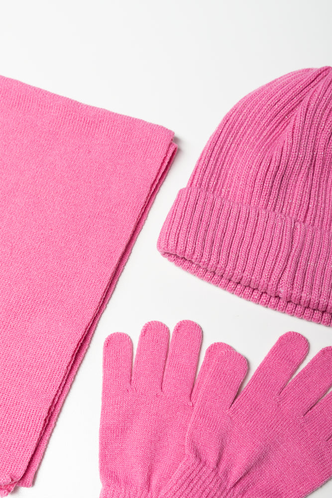 3 Piece Hat Set Pink (1)
