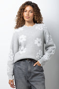 Floral Long Sleeve Crew Neck Jersey Grey