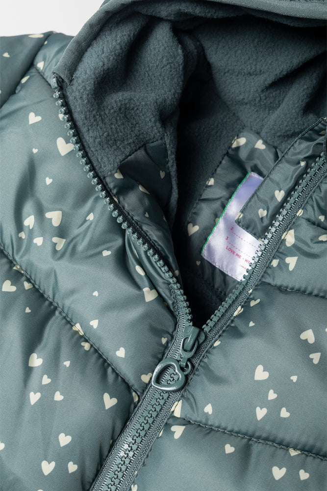 Heart Puffer Jacket Green