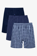 3 Pack Woven Boxers Blue