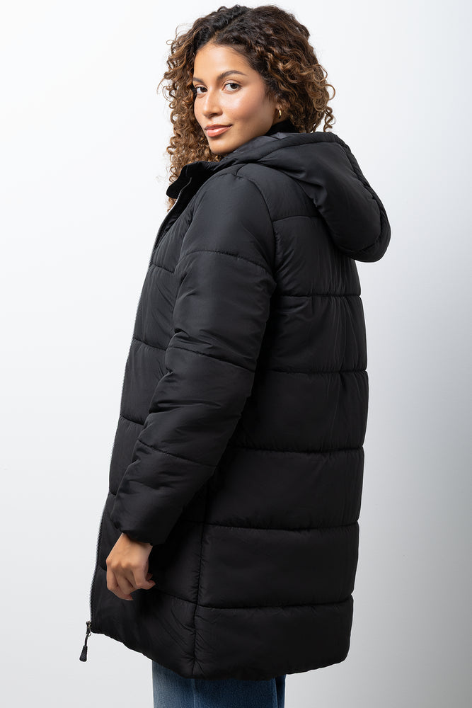 Extra Long Length Puffer Jacket Black (2)