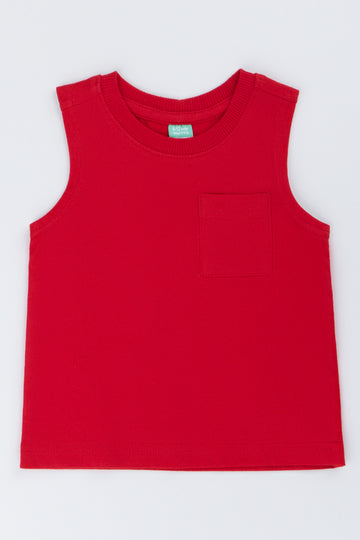 Basic Red Sleeveless Baby Vest