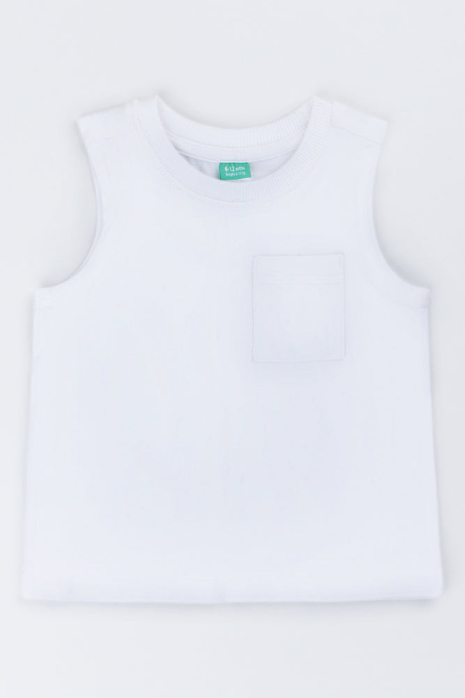 White Basic Pocket Vest