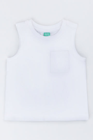 White Basic Pocket Vest