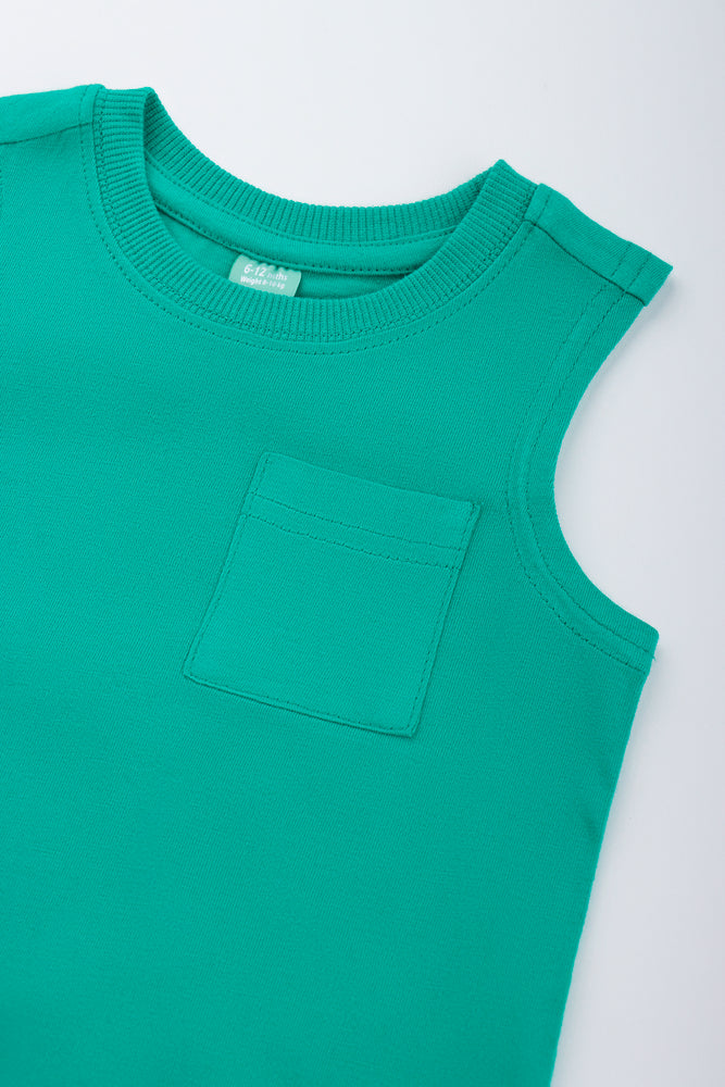 Green Basic Sleeveless Vest (1)