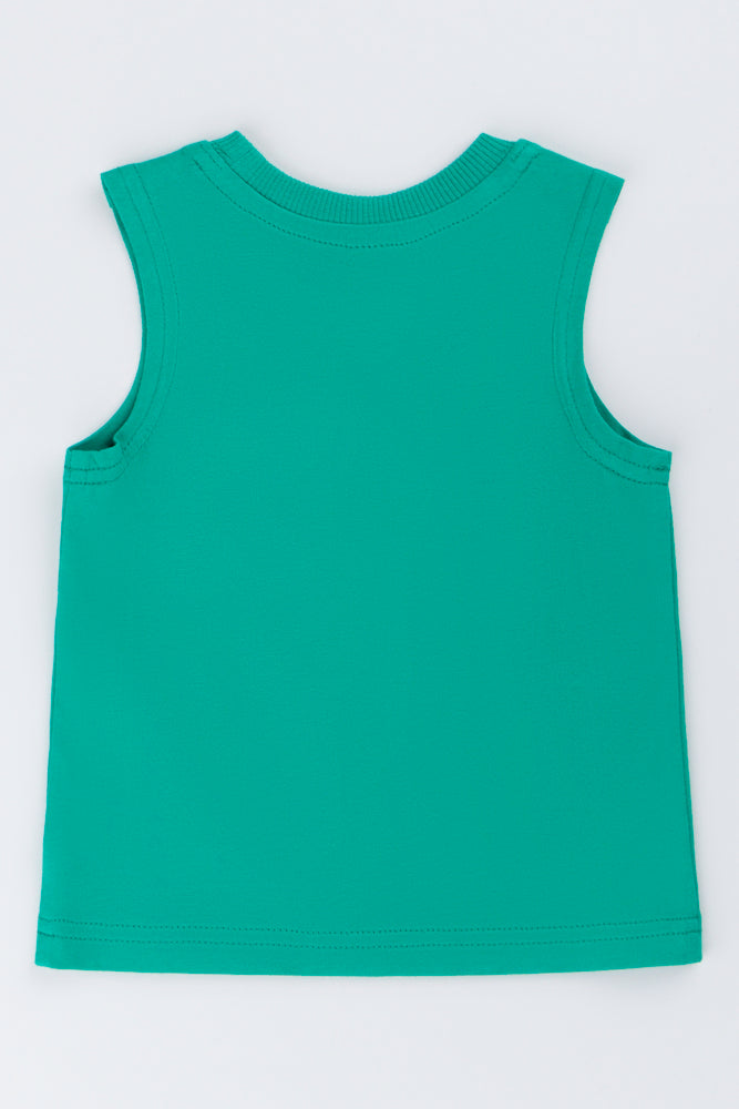 Green Basic Sleeveless Vest (2)