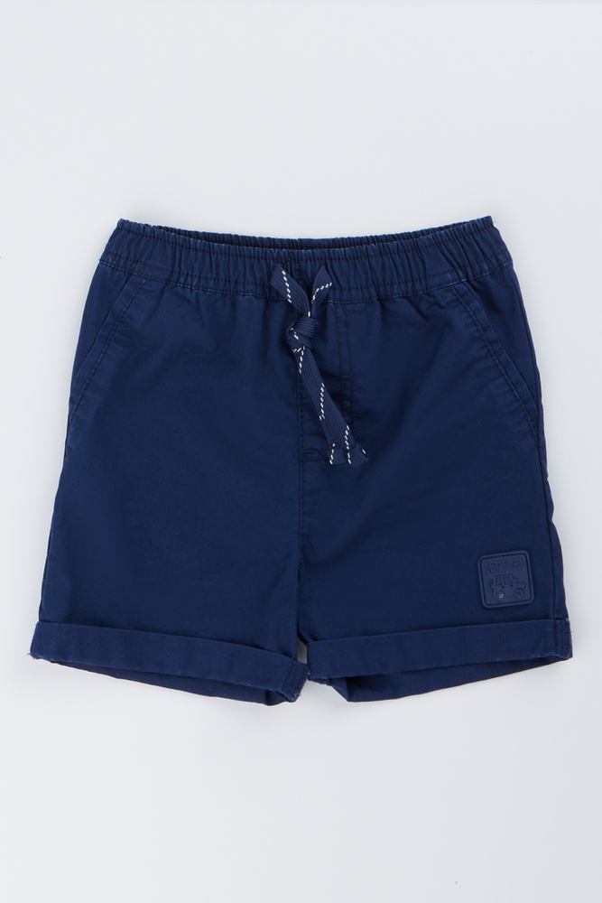 Navy Poplin Pull On Shorts
