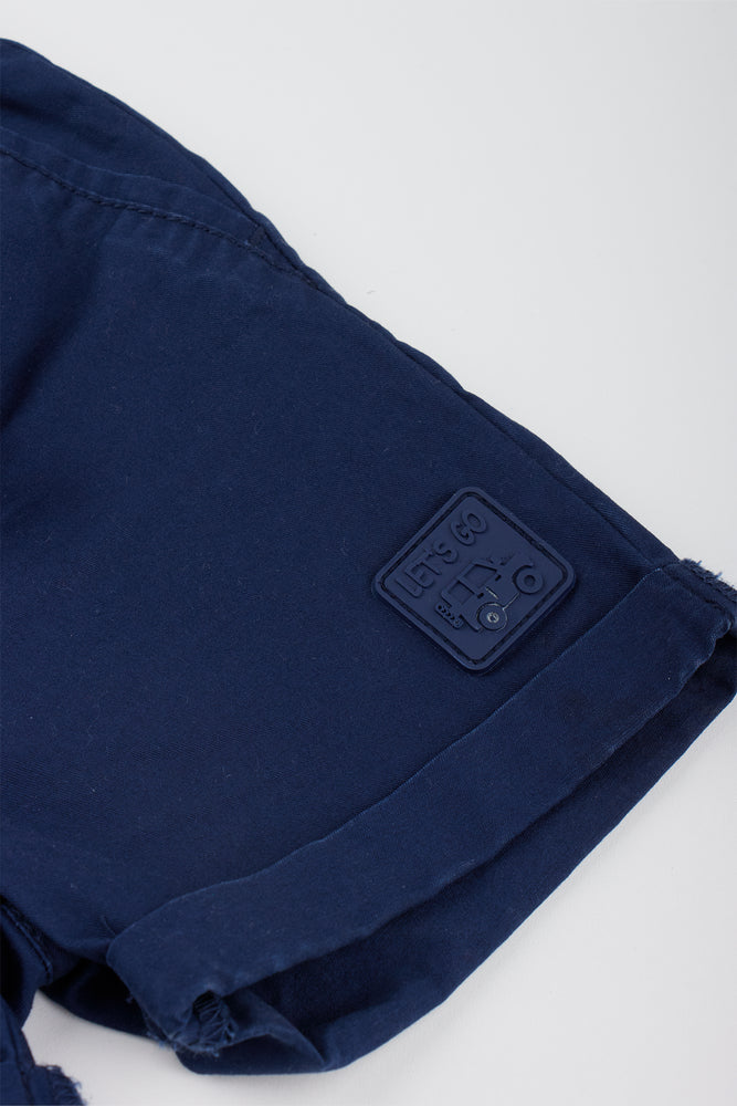 Navy Poplin Pull On Shorts (1)
