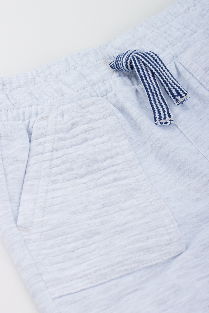 Grey Knit Drawstring Casual Shorts (1)