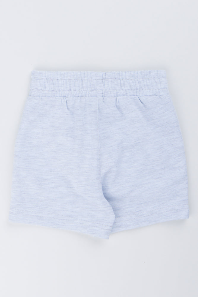 Grey Knit Drawstring Casual Shorts (2)