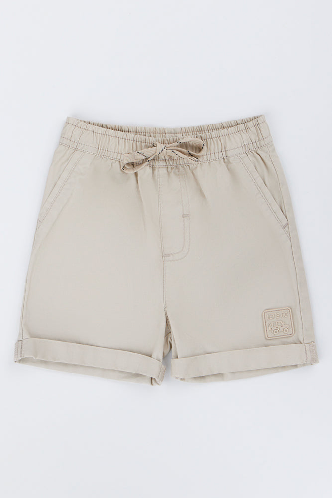 Stone Poplin Roll Cuff Shorts