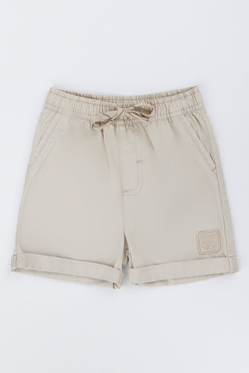 Stone Poplin Roll Cuff Shorts