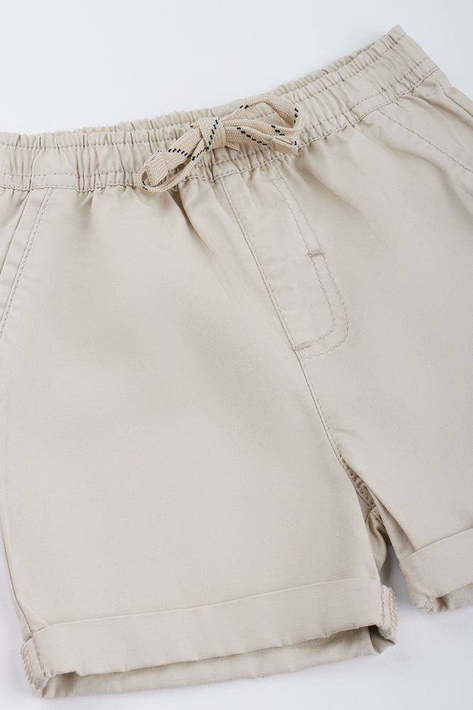 Stone Poplin Roll Cuff Shorts (1)