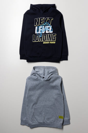 2 Pack Hooded Tracktops Grey & Navy