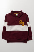 Stripe Rugby Collar Tracktop Burgundy