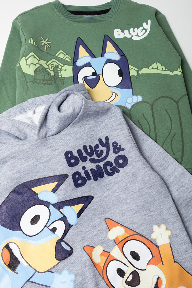 Bluey 2 Pack Tracktops Green And Grey