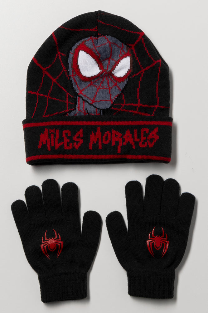 Spider Man Beanie & Gloves Set Black