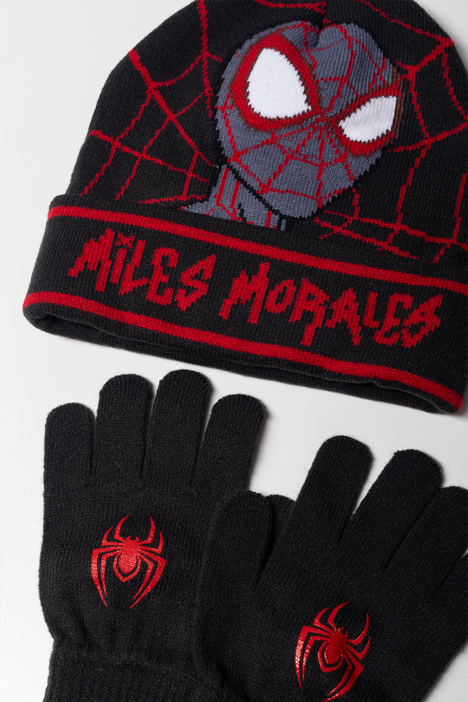 Spider Man Beanie & Gloves Set Black