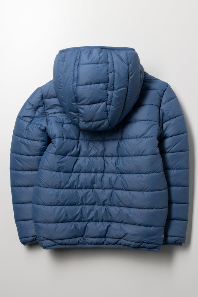 Hooded Puffer Jacket Blue (2)