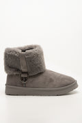 Fur Collar Comfy Boots Grey (1)
