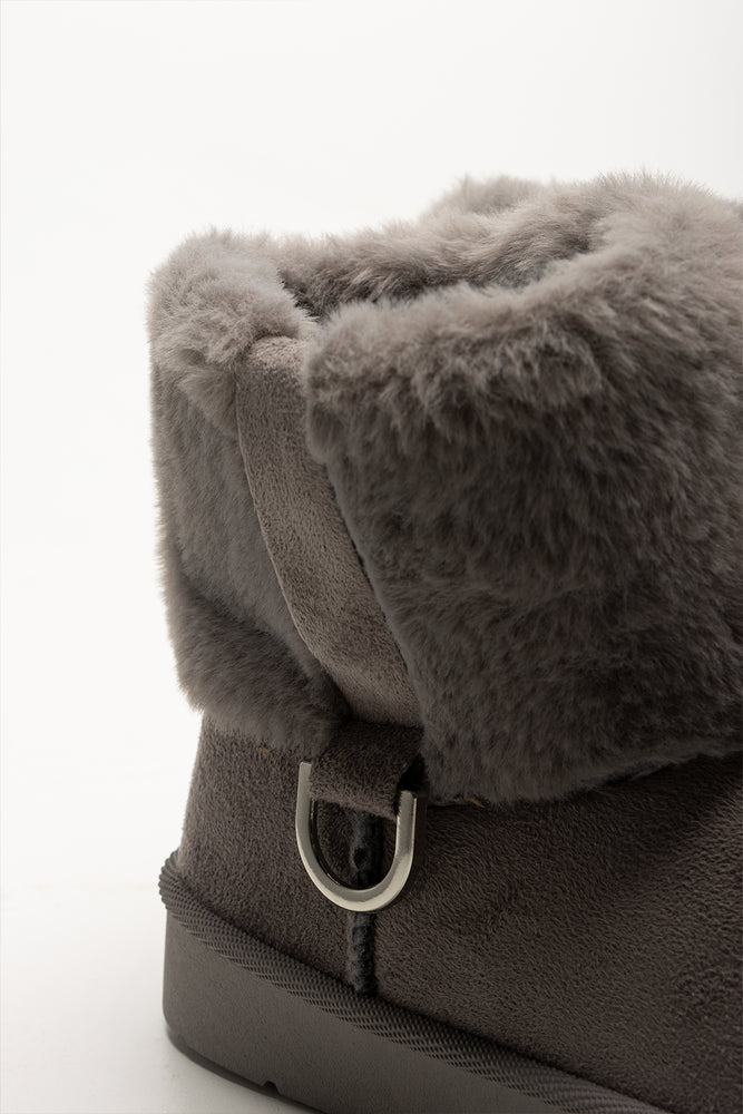 Fur Collar Comfy Boots Grey (3)