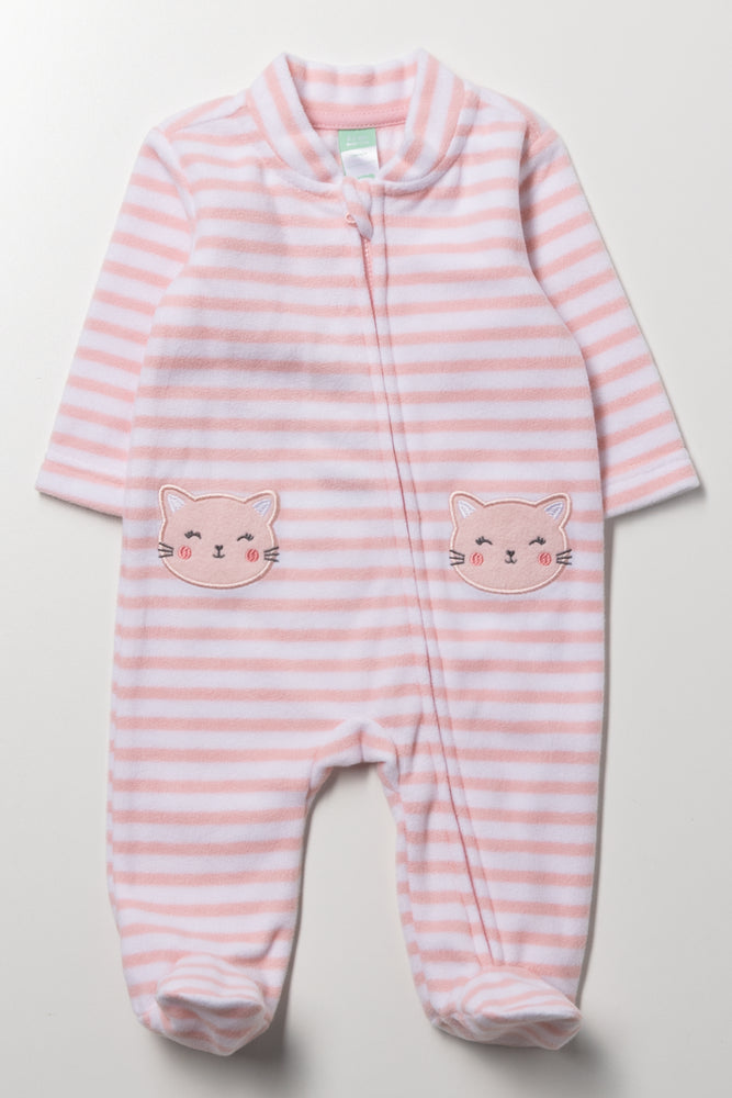 Stripe Babygrow Pink And White