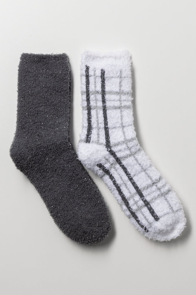 2 Pack Socks Grey &  Check