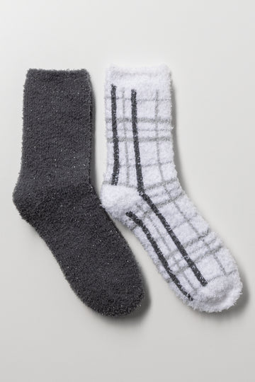 2 Pack Socks Grey &  Check