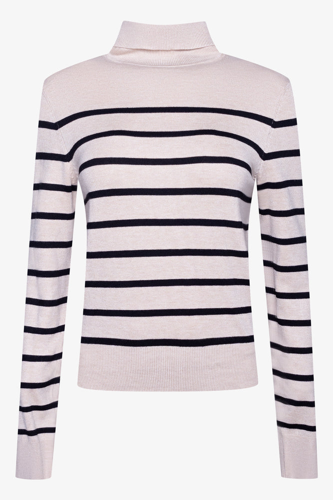 Stripe Long Sleeve Poloneck Natural