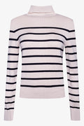 Stripe Long Sleeve Poloneck Natural