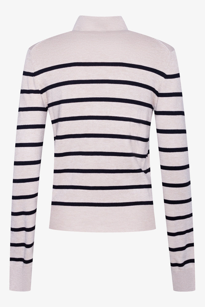 Stripe Long Sleeve Poloneck Natural