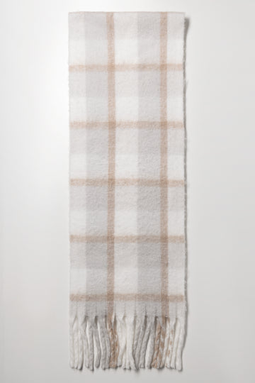 Check Knit Scarf Natural & Grey