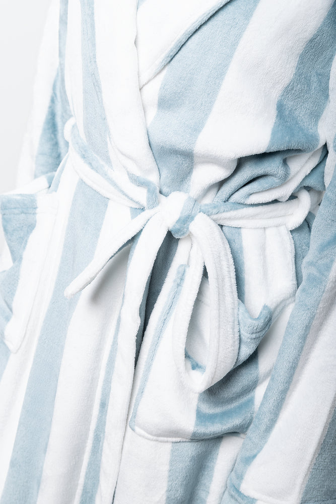 Stripe Fleece Gown White & Sage (3)