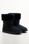 Fur Trim Boots Navy
