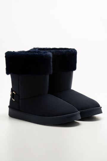 Fur Trim Boots Navy